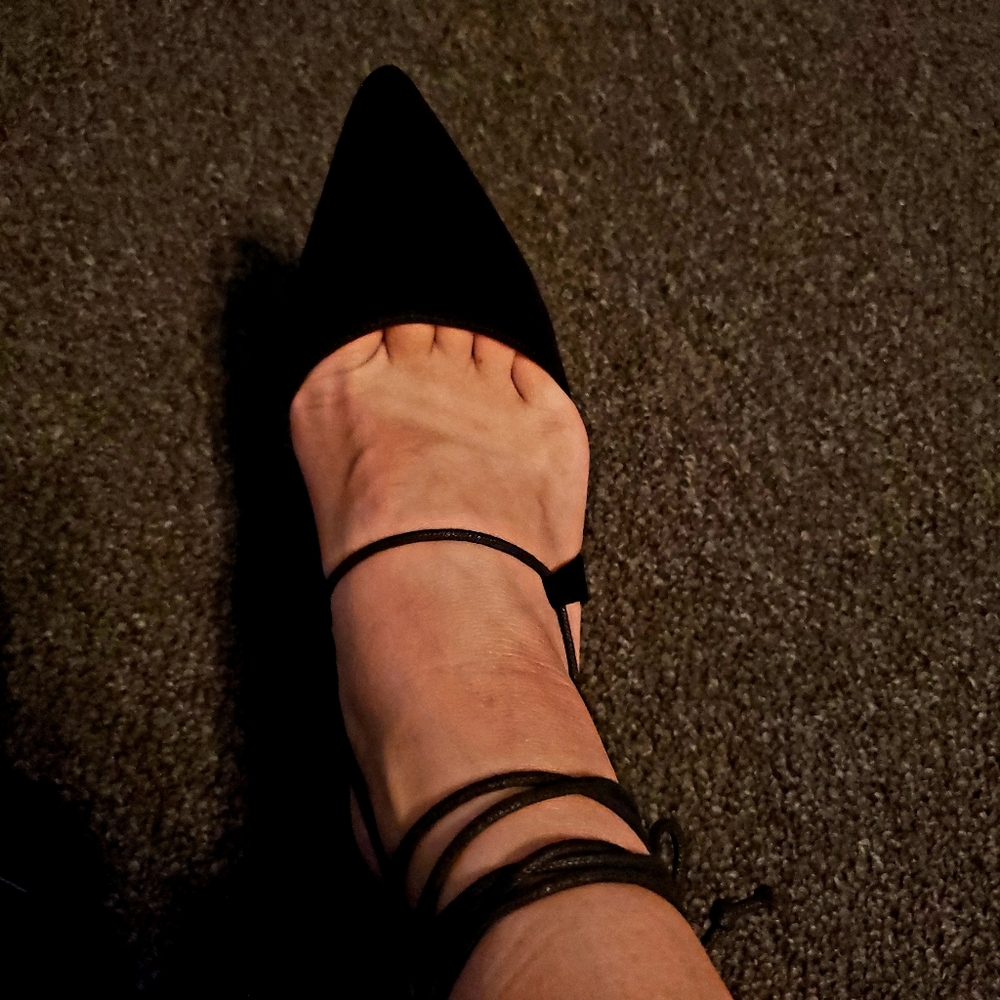 Black Suede Strappy Heels - Picture 5 of 5